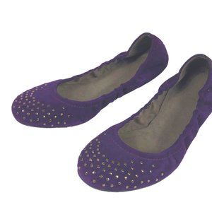 STUART WEITZMAN purple suede leather studded ballet flat - SZ 7